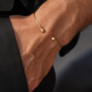 Men’s Minimalist Gold-Tone Open Cuff Bracelet