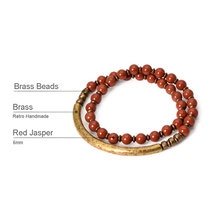 Red Jasper Beads Multi-layer Retro Ethnic Bracelet - Image 2