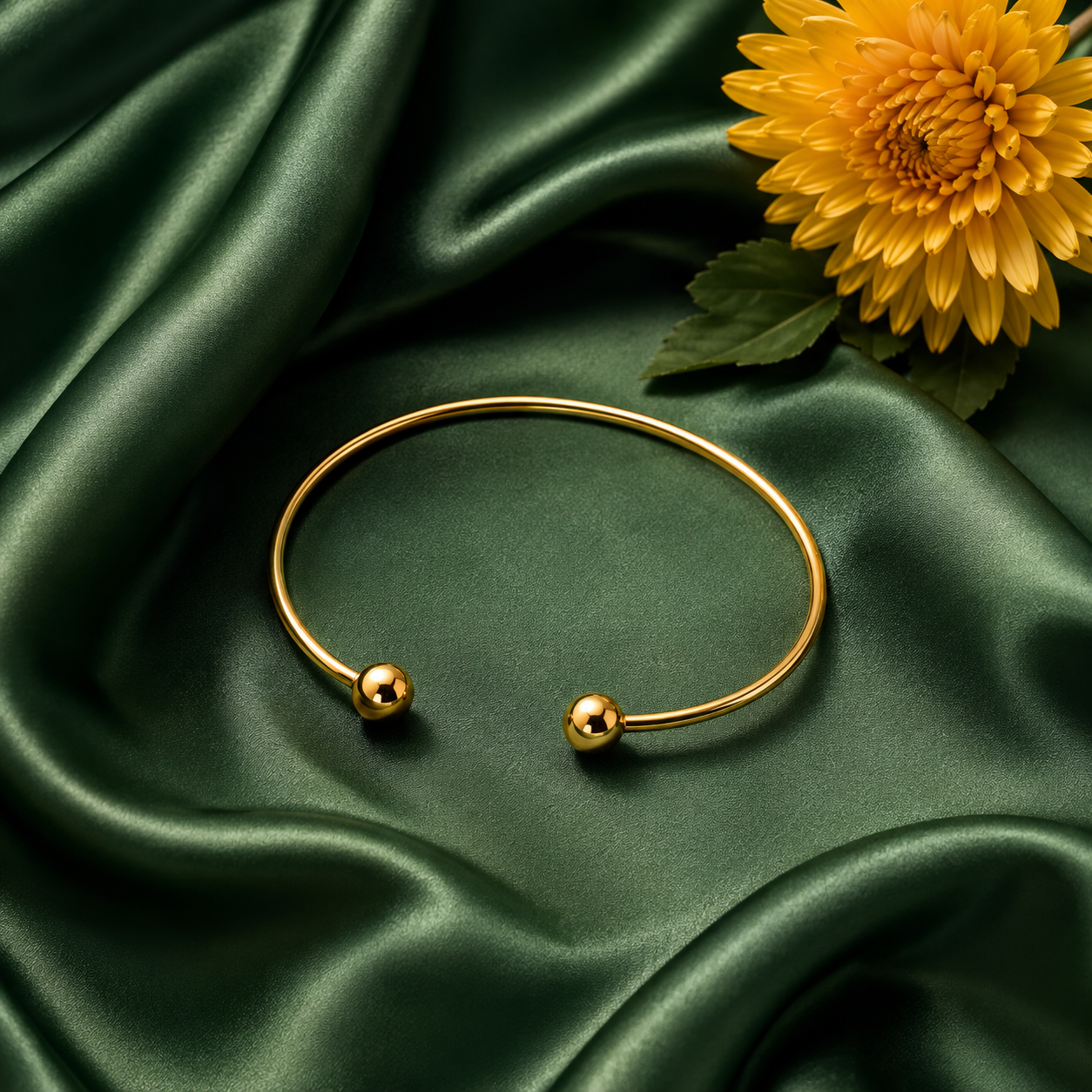 Men’s Minimalist Gold-Tone Open Cuff Bracelet - Image 2