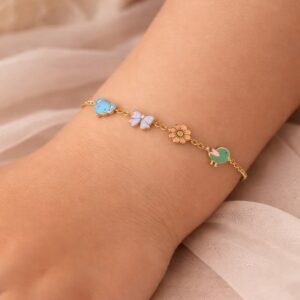 Fairy Garden Charm Bracelet – Colorful Bird, Butterfly & Flower Jewelry for Kids