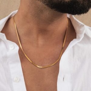 Men’s Gold-Tone Herringbone Chain Necklace