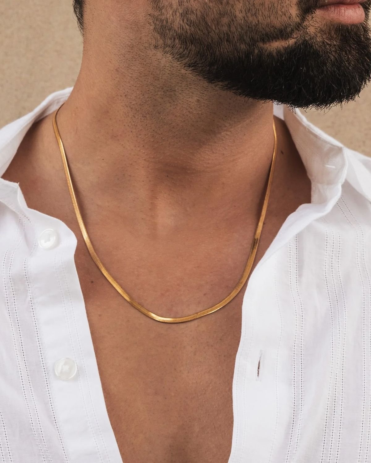 Men’s Gold-Tone Herringbone Chain Necklace