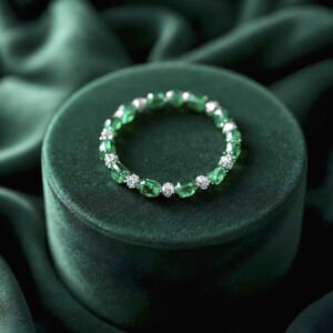 Emerald Green Crystal Beaded Bracelet with Sparkling Silver Accents